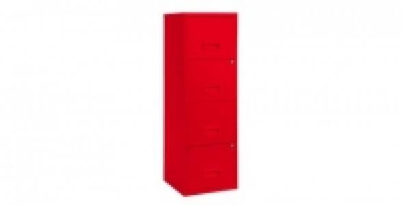 Colonne 4 grands tiroirs rouge avec serrure à clef