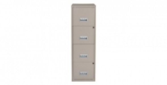 Colonne 4 grands tiroirs taupe avec serrure à clef