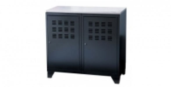 Armoire 2 portes rouge avec plateau pin ardoise