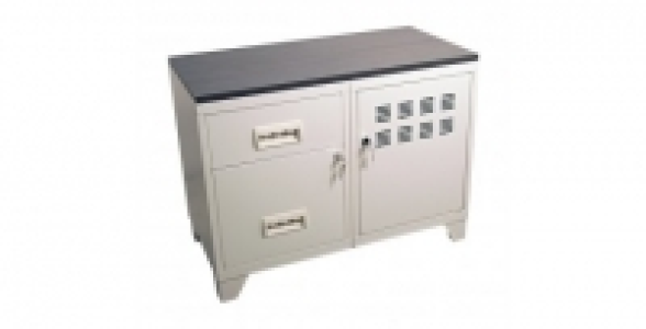 Armoire 1 porte 2 tiroirs blanche avec plateau ardoise