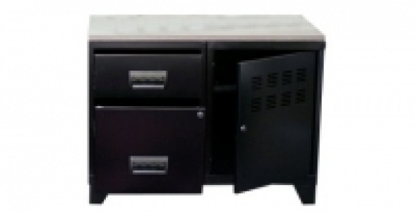 Armoire 1 porte 2 tiroirs noire avec plateau ardoise 149.95 €