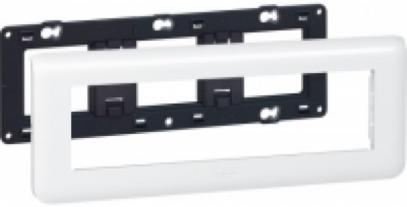 Plaque horizontale et support &agrave; vis 8 modules blanc LEGRAND Mosaic