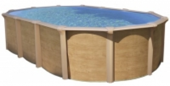 Piscine ovale m&eacute;tal aspect bois Osmose 45m3