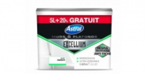 Peinture murs & plafonds blanc satin 5L+1L ASTRAL Excellium