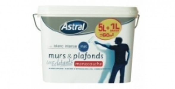 Peinture murs & plafonds blanc mat 5L+1L ASTRAL Les Eclatants