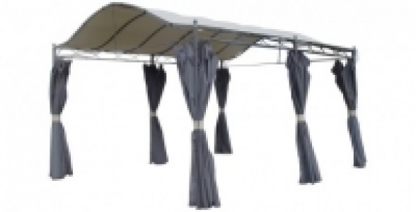 Tonnelle de jardin grise rideaux