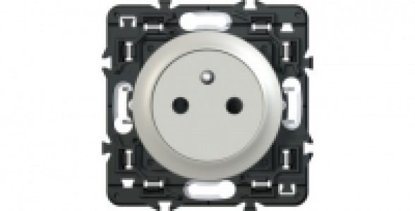 Prise 2 P&ocirc;les + T. affleurant titane &agrave; composer LEGRAND C&eacute;liane