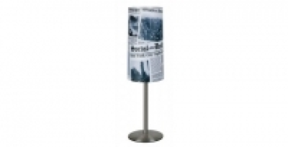 Lampe pied métal rond abat jour sérigraphié Newspaper