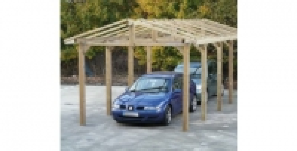 Carport S7957 double toit pentu - 400x500 X H. 400 (poteaux)