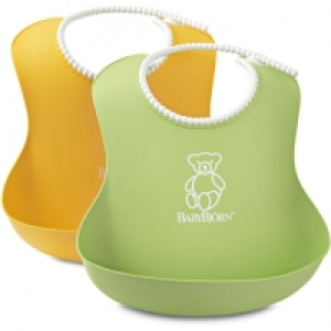 Babybjorn Lot de 2 bavoirs souples avec r&eacute;cup&eacute;rateur