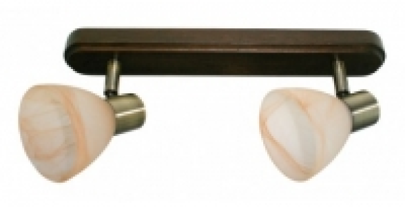 Réglette bois et verre ambré 2 spots 40 W PERFECTLINE