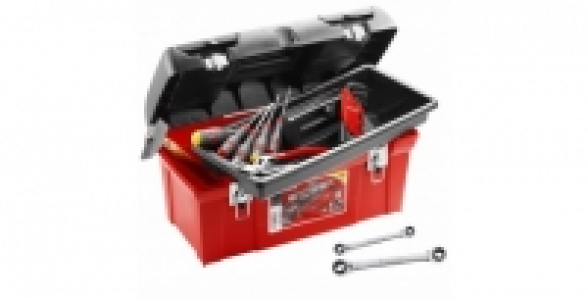 Caisse à outils polypropylène + 18 outils FACOM