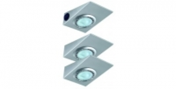 Kit 3 spots à encastrer 3x20W finition acier