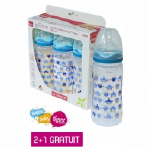 TIGEX Lot de deux biberons + 1 gratuit 300 ml