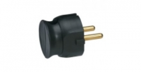 Fiche mle 2 ples LEGRAND noire extra plate 16A sans terre