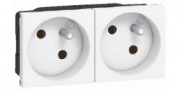 Double prise horizontal 2 P+T blanc LEGRAND Mosaic