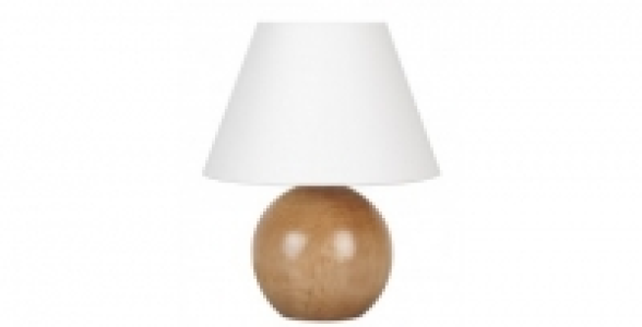 Lampe boule bois naturel COREP Rondo blanc cassé