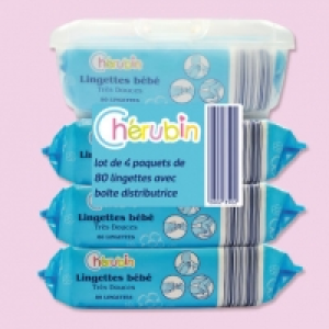Lot de 4 paquets de&nbsp;80&nbsp;lingettes b&eacute;b&eacute; 4.99&nbsp;&euro;