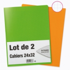 Lot de 2 cahiers en polypropyl&egrave;ne 24&nbsp;x&nbsp;32&nbsp;cm