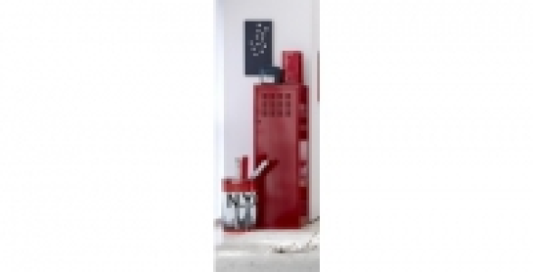 Rangement porte rouge sur pieds + 3 étagères