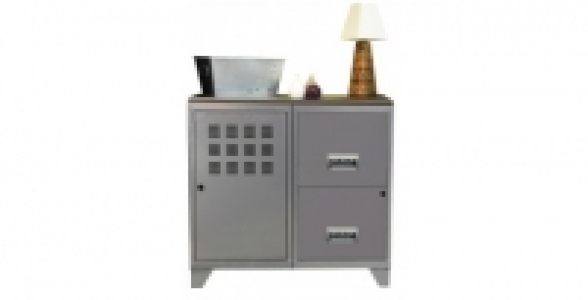 Armoire 1 porte 2 tiroirs alu avec plateau ardoise