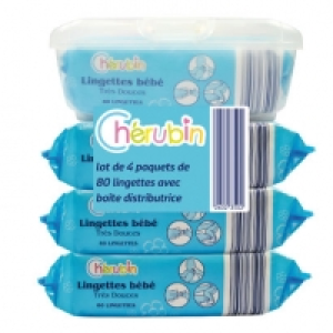 Cherubin&reg; Lot de 4 paquets de&nbsp;80&nbsp;lingettes b&eacute;b&eacute;