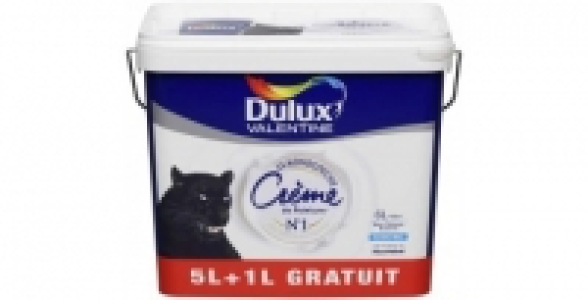Peinture monocouche blanc mat 5L+1 L DULUX VALENTINE Crème de Peinture