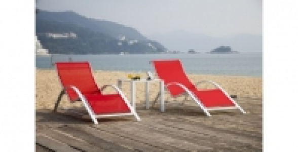 Lot de 2 bains de soleil Ibiza + Table basse
