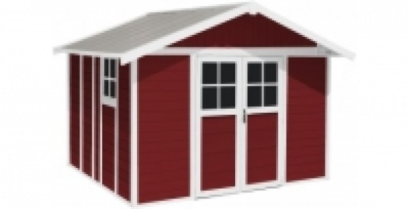 Abri de jardin r&eacute;sine rouge 10,6m&sup2; DECO11 GROSFILLEX