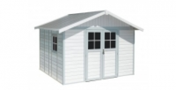 Abri de jardin r&eacute;sine blanc/vert 10,6m&sup2; DECO11 GROSFILLEX