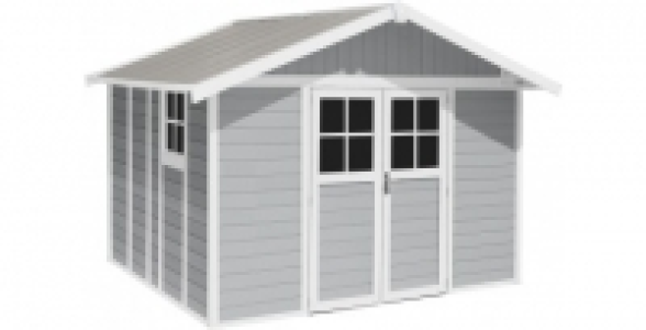 Abri de jardin r&eacute;sine blanc/gris clair 10,6m&sup2; DECO11 GROSFILLEX