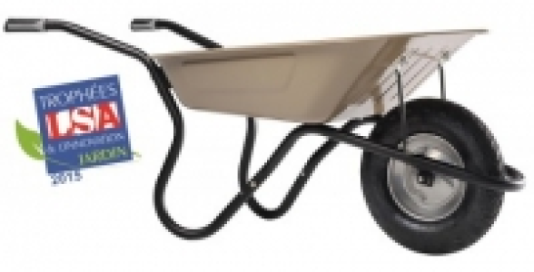Brouette BiBox Plus taupe avec roue gonflée HAEMMERLIN