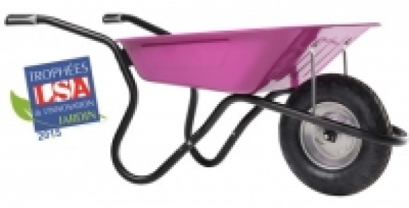 Brouette BiBox Plus fuchsia avec roue gonflée HAEMMERLIN