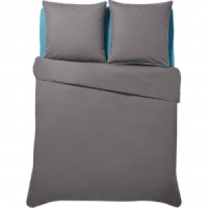 Parure housse de couette percale ROMY Fusain