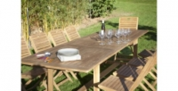 Table de jardin naturel en teck Topaze