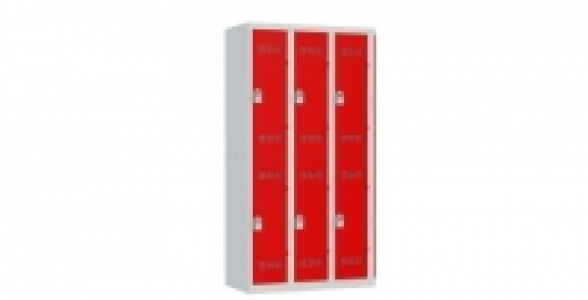 3 colonnes 2 cases superposées 50x90x180cm gris/rouge.