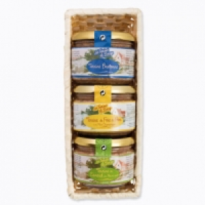 Les Terrines Du Bocage® Lot de 3 terrines dans panier osier