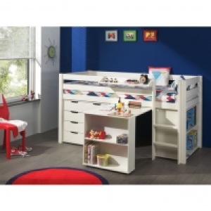 Lit mi-hauteur WOODY+bureau+commode+bibliothèque