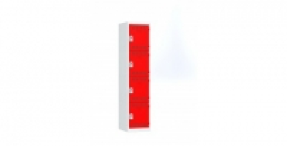 1 colonne 4 cases superposées 50x30x180cm gris/rouge.