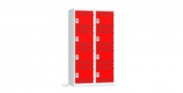 2 colonnes 4 cases superposées 50x60x180cm gris/rouge.