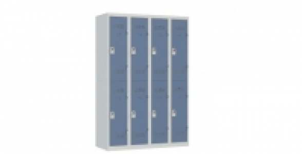 4 colonnes 2 cases superposées 50x120x180cm gris/bleu.