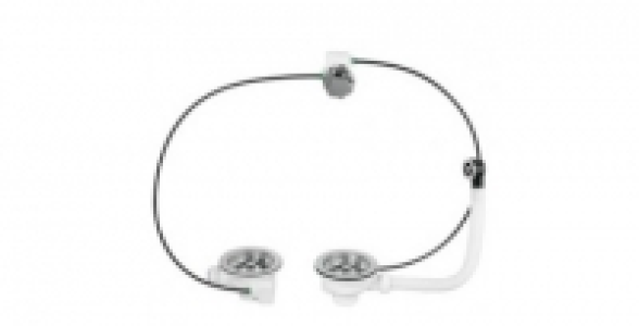 Bonde pour évier 2 bacs D 90 mm avec commande à cable