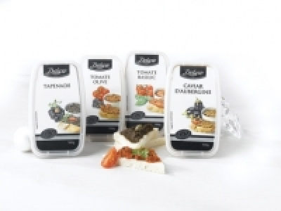 Tapenade, tomate olive, tomate basilic ou caviar daubergine