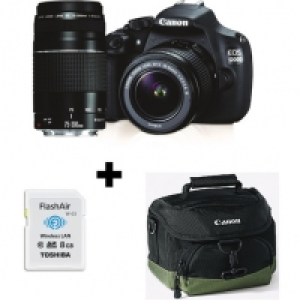 Canon EOS 1200D + EF-S 18-55 DC + 75-300 DC + Housse + carte Wi-Fi - Apparei