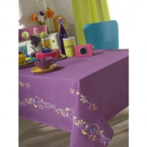 Nappe polycoton enduite fleurs BOHEME