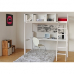 Lit Mezzanine + Sommier + Bureau + Rangement CITY