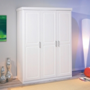 Armoire penderie blanche en pin massif - MAGNUS