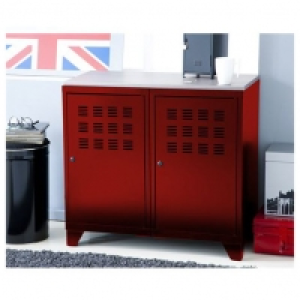 Armoire métallique rouge, 2 portes H75.8xL80xP40cm