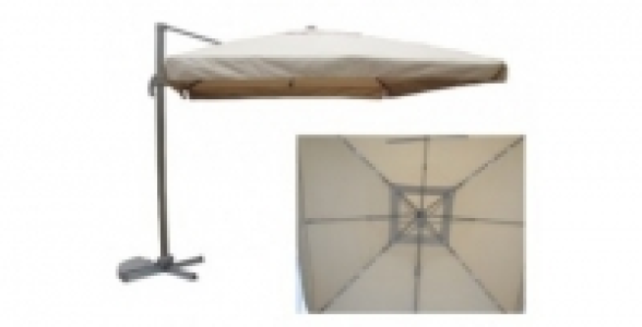 Parasol avec lumière mat déporté aluminium écru