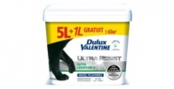 Peinture murs & plafonds blc satin 5L+1L DULUX VALENTINE Ultra Resist